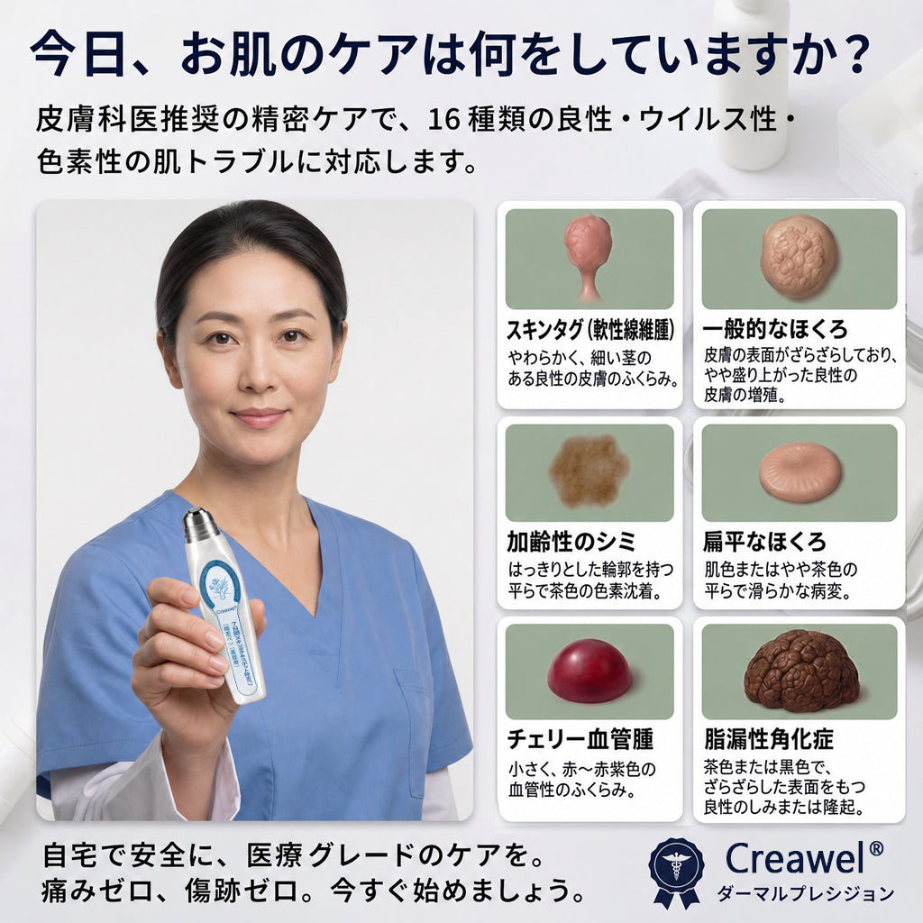 🇯🇵 👨‍⚕️🖋️Creawel® 公式ストア｜7日間集中ケア｜首元・デコルテの気になるポツポツを毎日ピンポイントケア🖋️🎞️